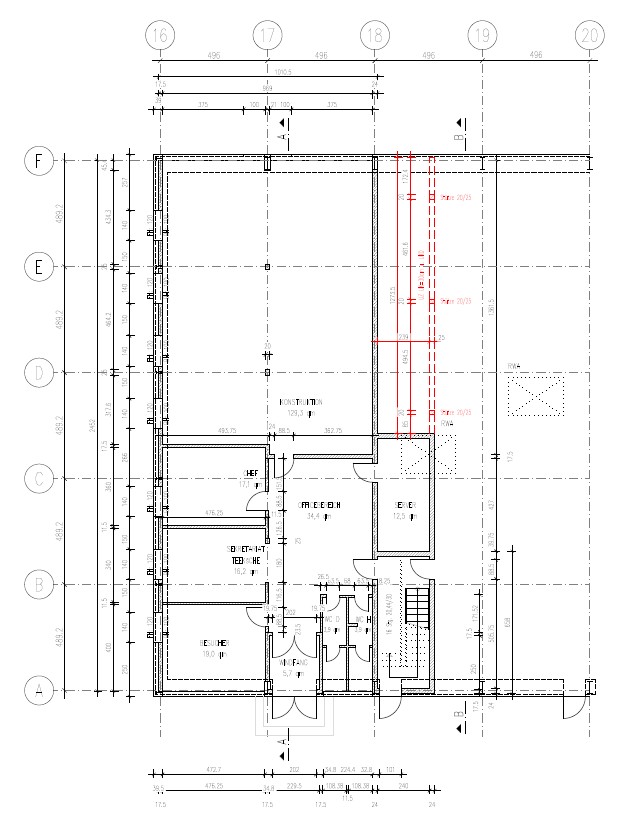 Grundriss-Skizze vom Büro EG der Immobilie Industriehalle in Krostitz